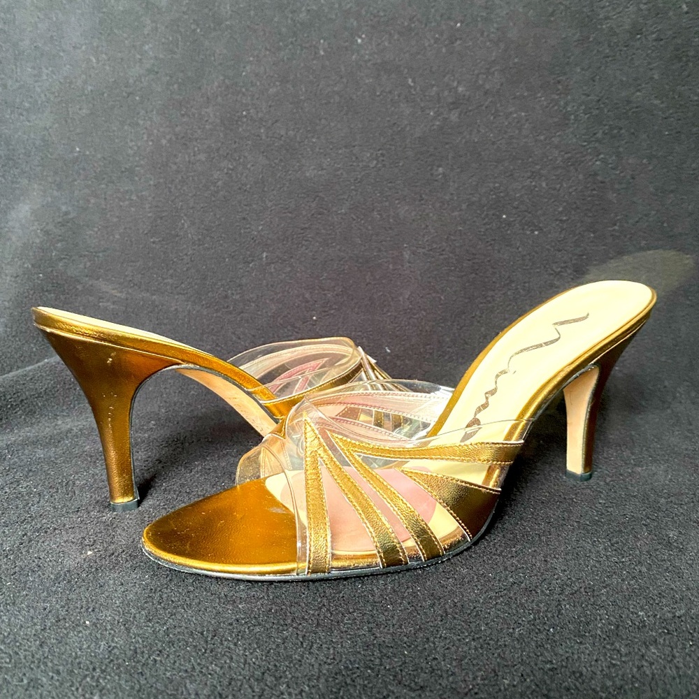 Gold Nina slip on heels
